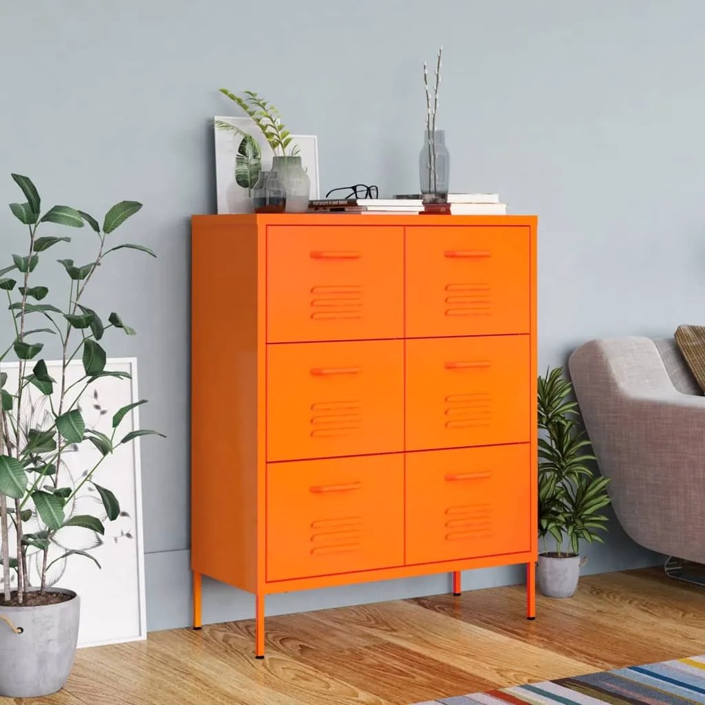 Armário com gavetas aço 80x35x101,5 cm laranja