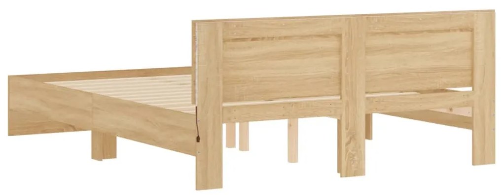 Estrutura cama c/ cabeceira/luzes LED 150x200cm carvalho sonoma