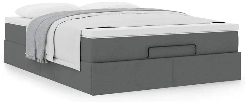 Estrutura de cama otomana com colchão 140x190cm cinzento escuro