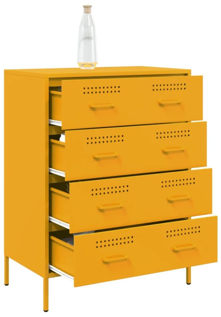 Aparador 68x39x89 cm aço amarelo mostarda