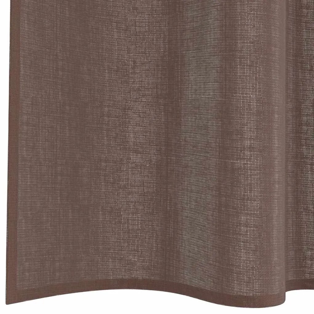 Cortinas de voile com aba 2 pcs castanho