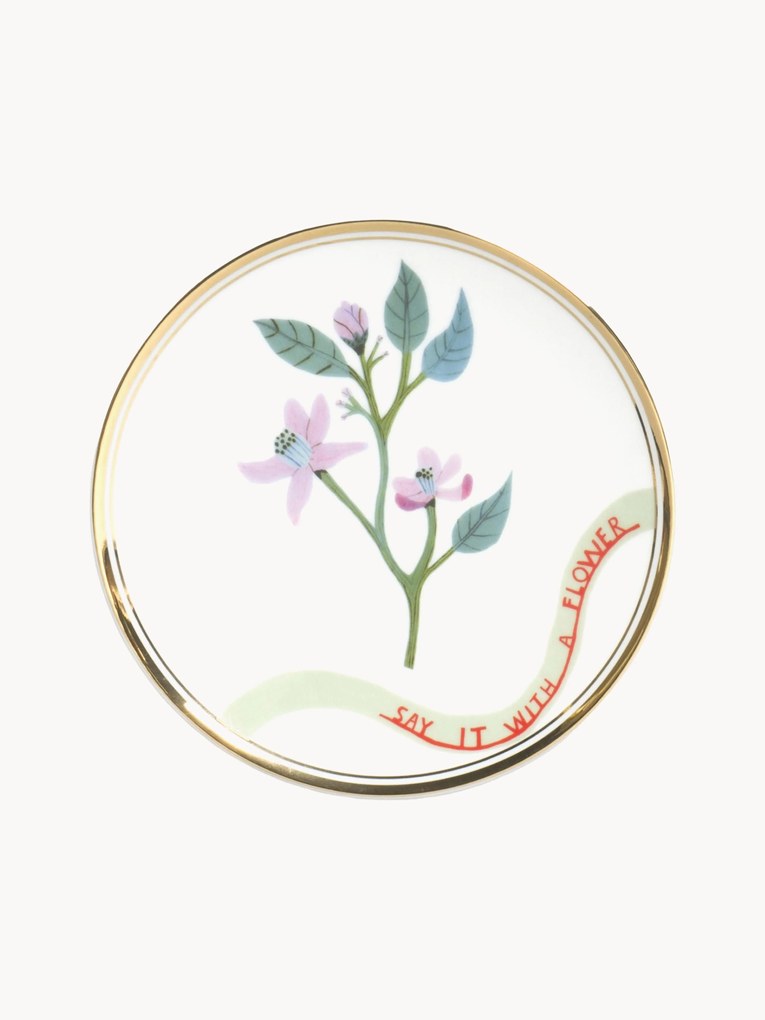 Prato para bolos em porcelana artesanal Botanica