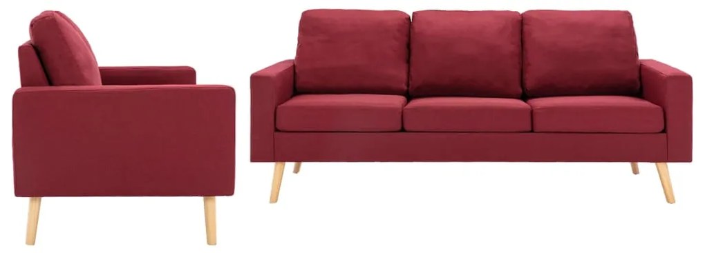 vidaXL 2 pcs conjunto de sofás tecido vermelho tinto