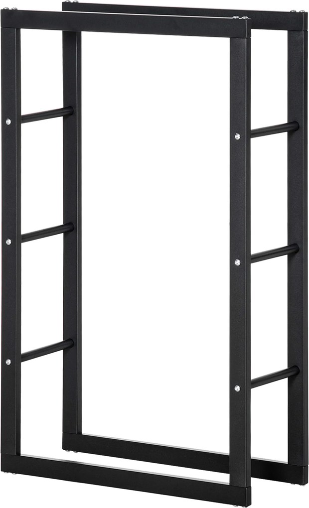 Porta-lenha Prateleira para lenha de lareira Porta-lenha de design contemporâneo Carga máxima: 100 kg Dimensões: 60 x 25 x 100 cm Metal preto