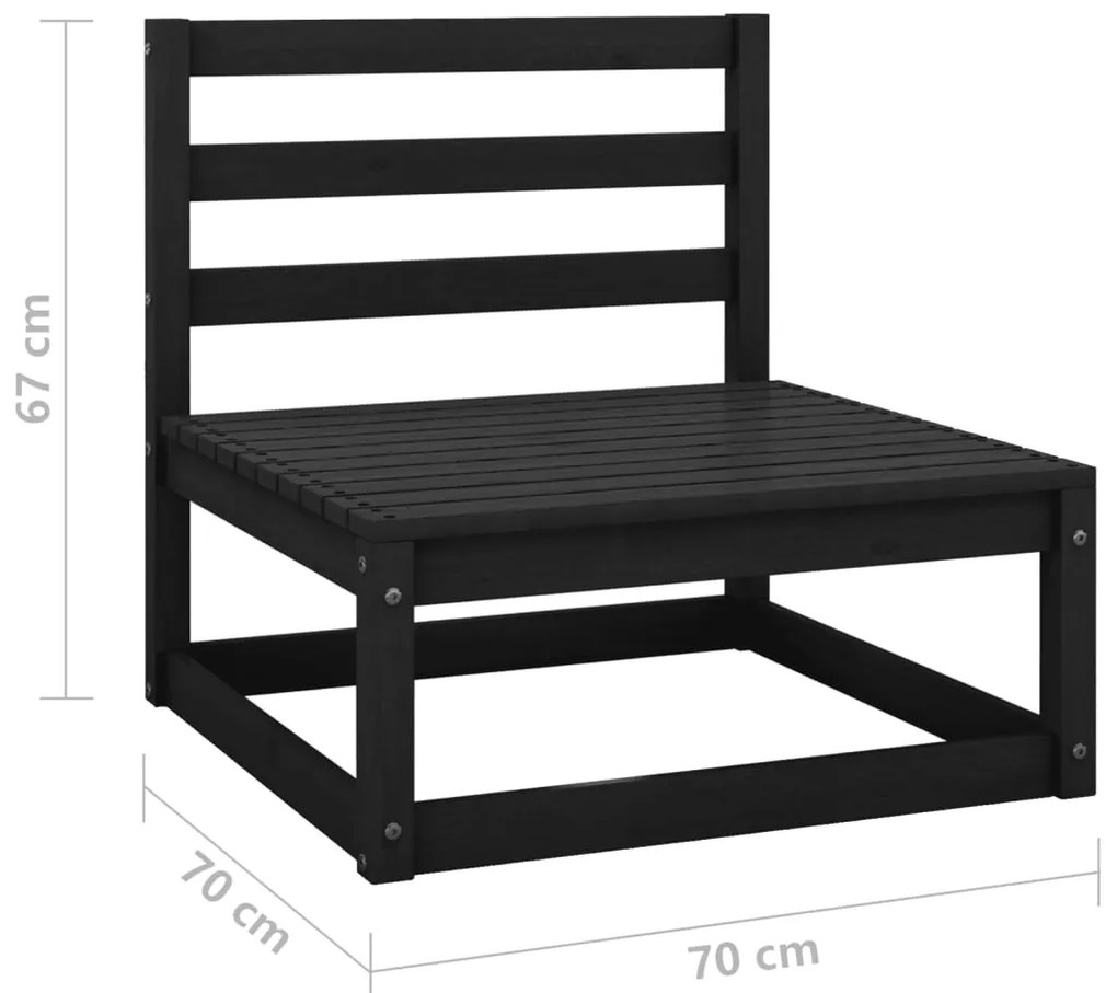 3 pcs conjunto lounge de jardim pinho maciço preto