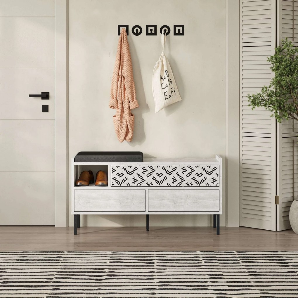 Hall Stand Berlin BC – Nogueira e Branco – 120x200x35 cm