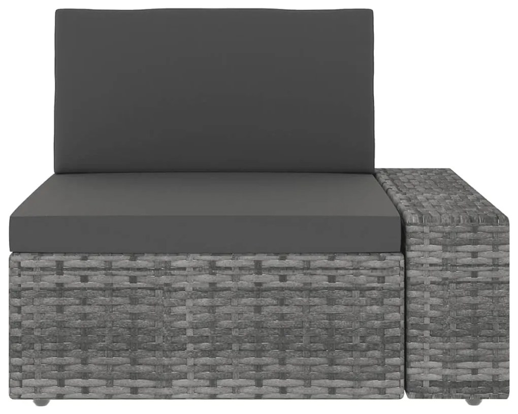 7 pcs conjunto lounge de jardim c/ almofadões vime PE cinzento