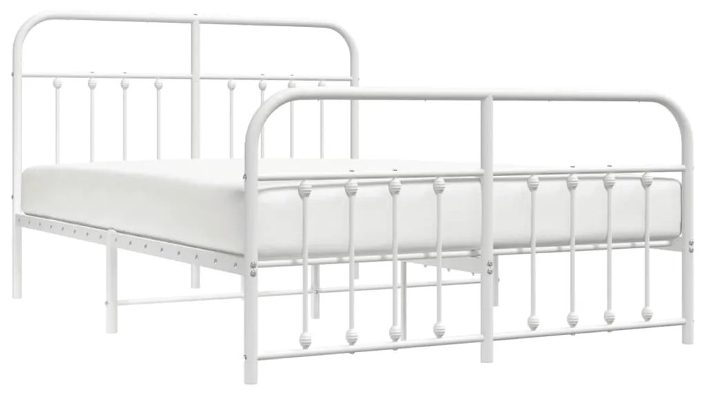 Estrutura de cama com cabeceira e pés 135x190 cm metal branco