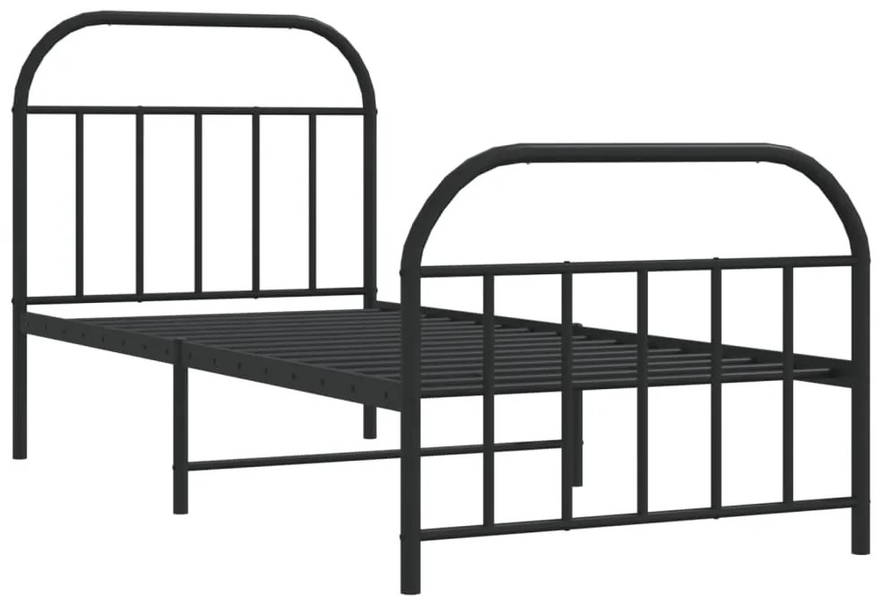 Estrutura de cama com cabeceira e pés 90x190 cm metal preto