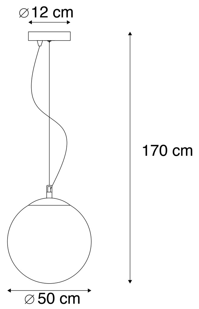 Candeeiro moderno suspenso em latão com vidro fumê 50 cm - Bola Moderno,Retro