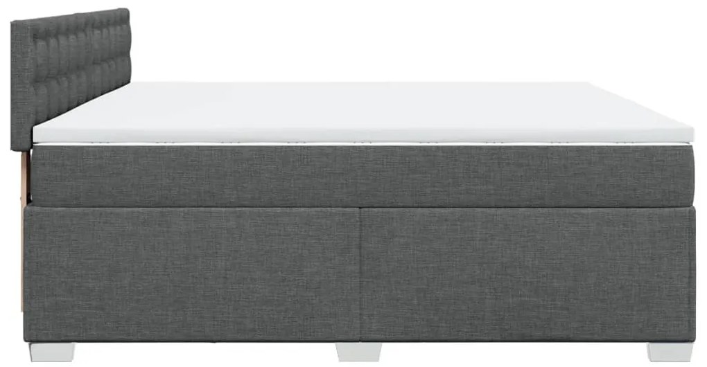 Cama com molas/colchão 200x200 cm tecido cinzento-escuro