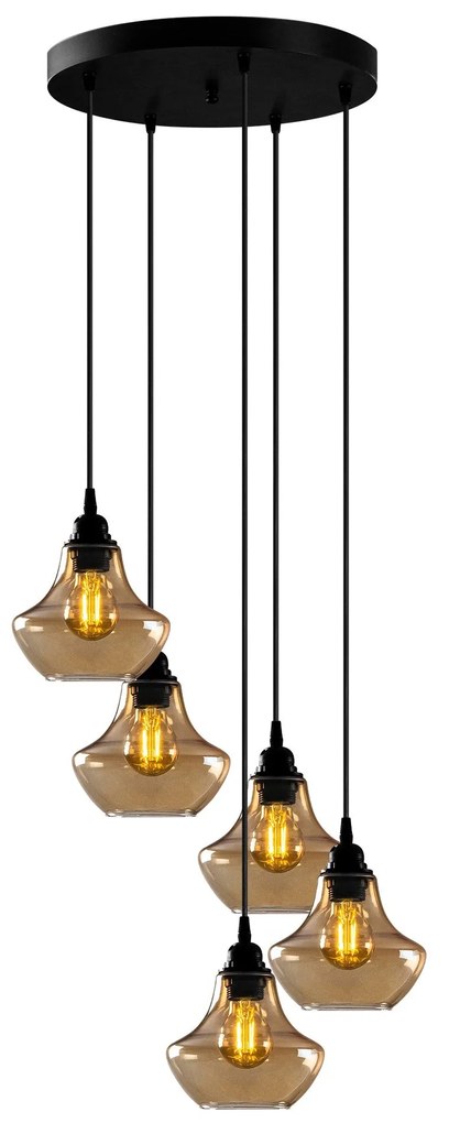 Candeeiro de Teto Chandelier Gold – Dourado e Preto – 51 x 51 cm