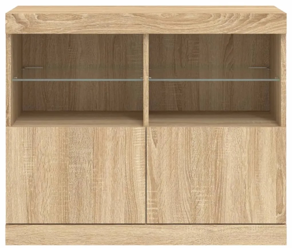 Aparador com luzes LED 81x37x67 cm carvalho sonoma