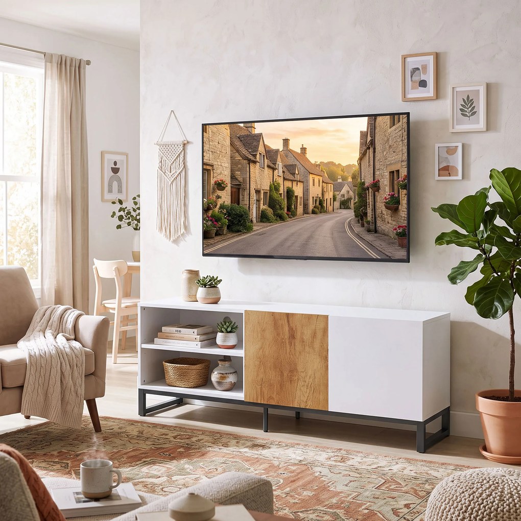 Móvel de TV, 140 x 36,5 x 50 cm, Para Televisor até 55 Polegadas, Branco