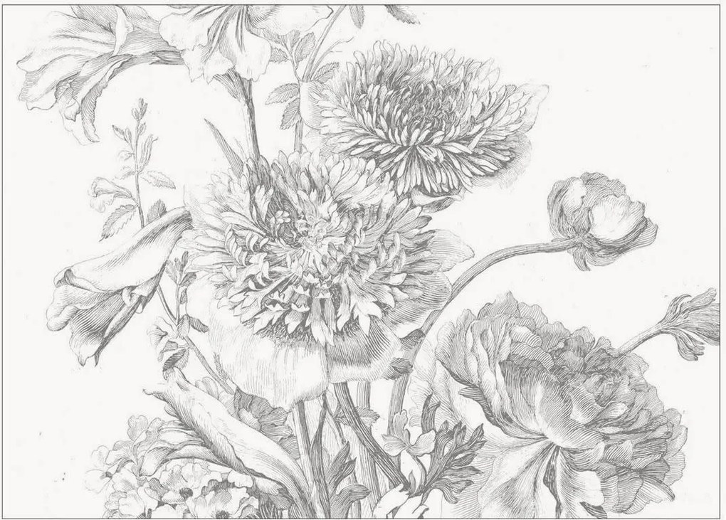 Papel de parede não tecido Engraved Flowers