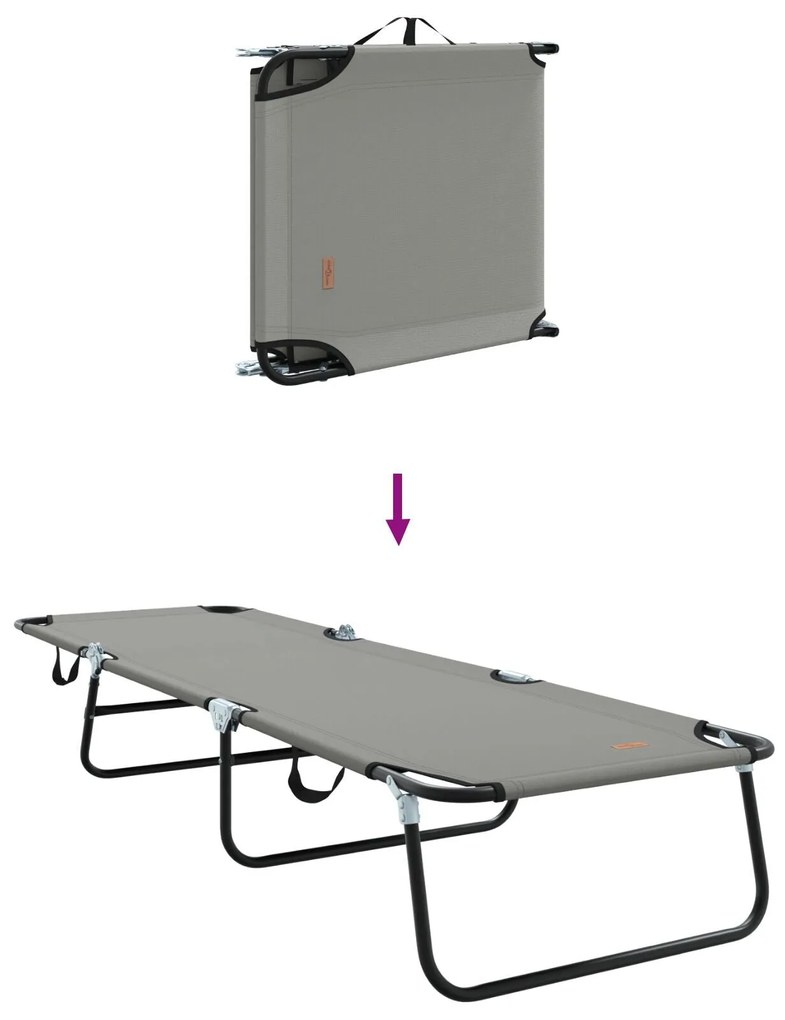 Espreguiçadeira Dobrável 2 pcs Cinza em tecido Oxford 600D