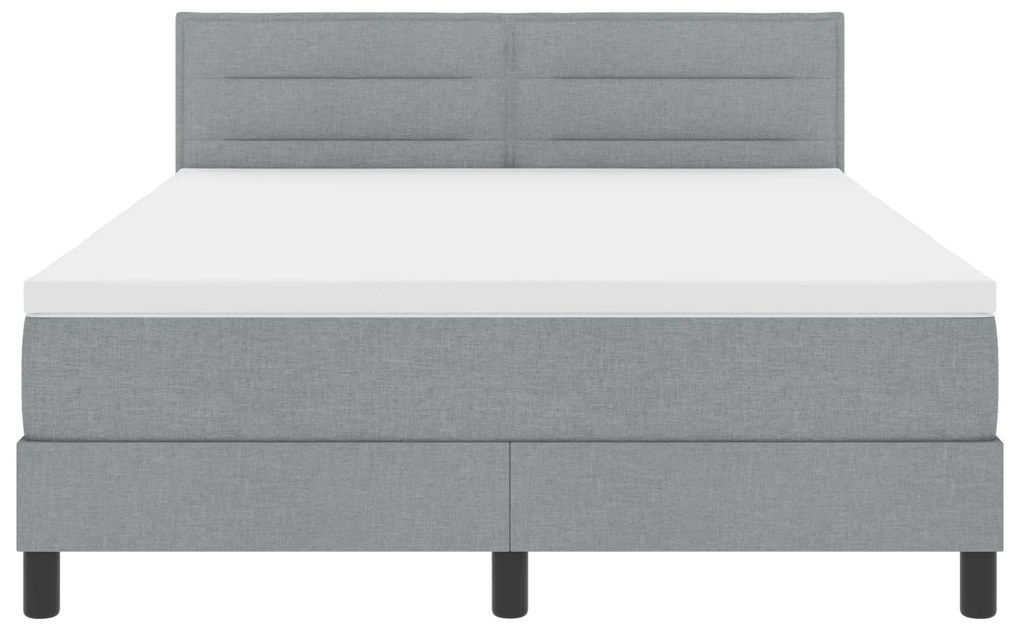 Cama Box Spring com Colchão Cinza Claro 160x200 cm Tecido