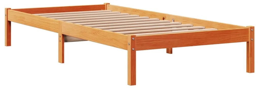 Estrutura cama c/ cabeceira 100x200cm pinho maciço castanho-mel