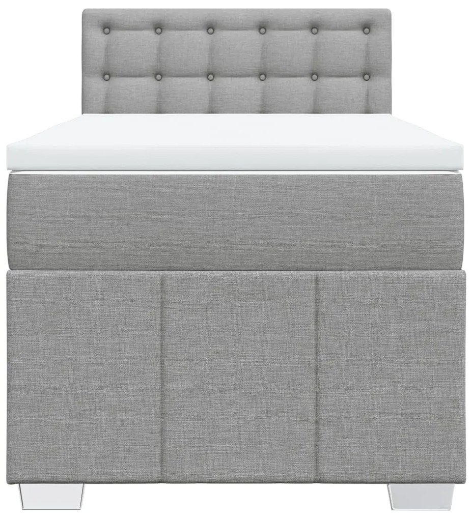 Cama com molas/colchão 90x200 cm tecido cinza-claro