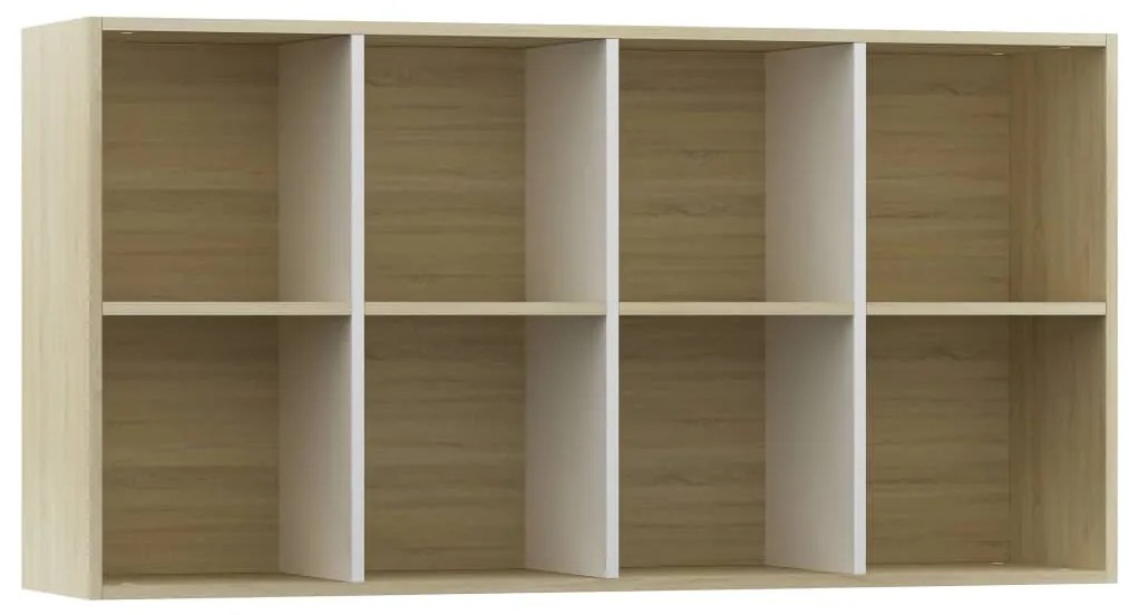 Estante/aparador 66x30x130cm contrapl. branco e carvalho sonoma