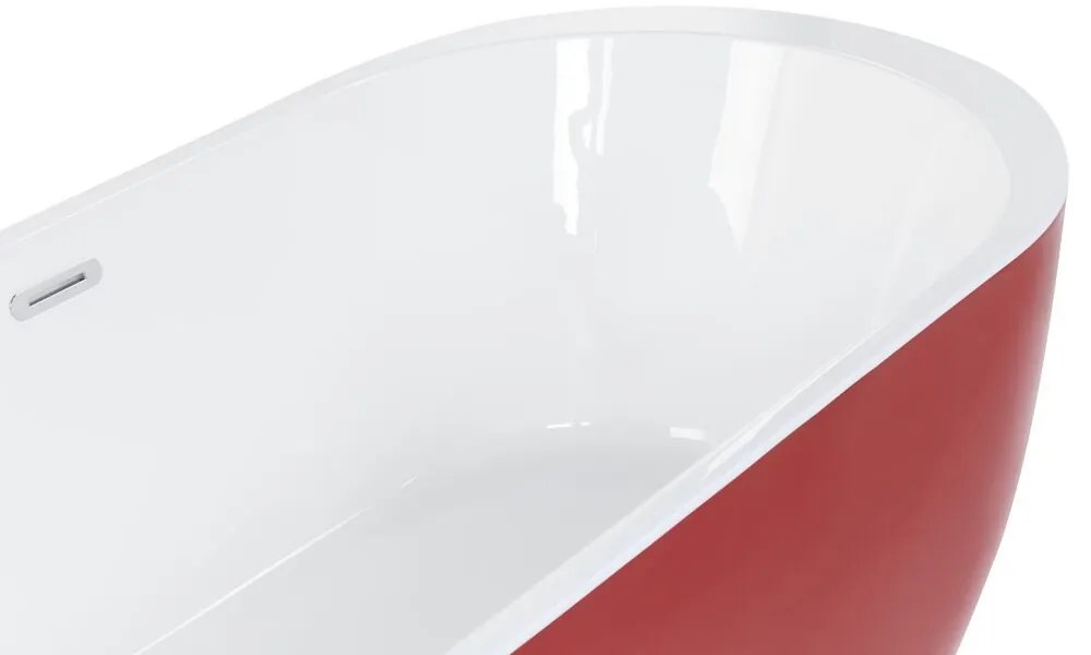 Banheira autónoma em acrílico vermelho 160 x 75 cm NEVIS Beliani