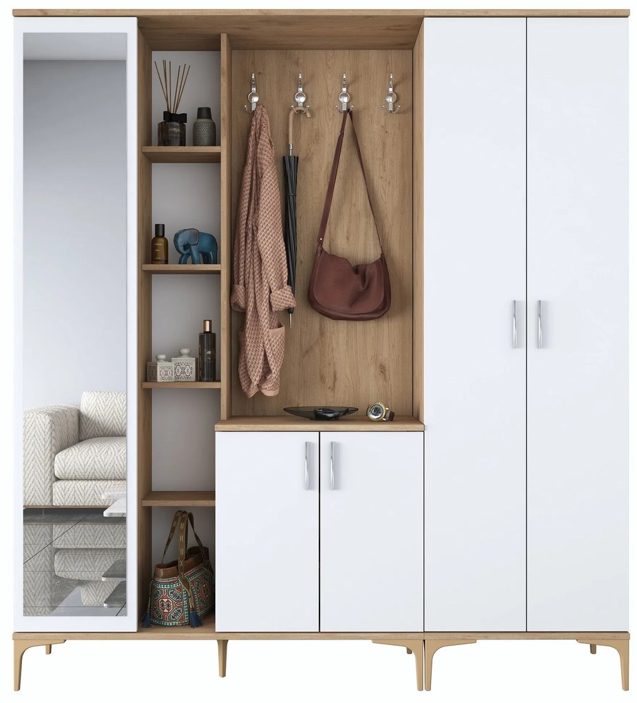 Hall Stand EA129 – Walnut White – 180 x 198,6 x 37,5 cm