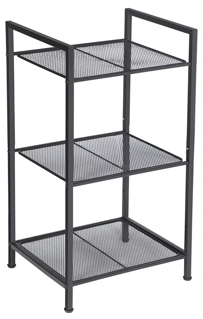 Prateleira de metal para banheiro SONGMICS, prateleira para cozinha, prateleira de banheiro de 3 níveis, prateleira de pé, prateleira para plantas, prateleiras expansíveis e ajustáveis, design industrial para banheiro e cozinha, preta BSC33BK