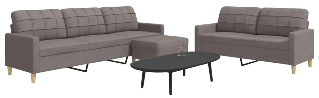 vidaXL 3 pcs conjunto de sofás com apoio pés tecido cinza-acastanhado