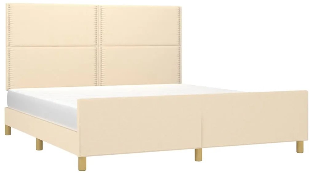 Estrutura de cama sem colchão 160x200 cm tecido cor creme