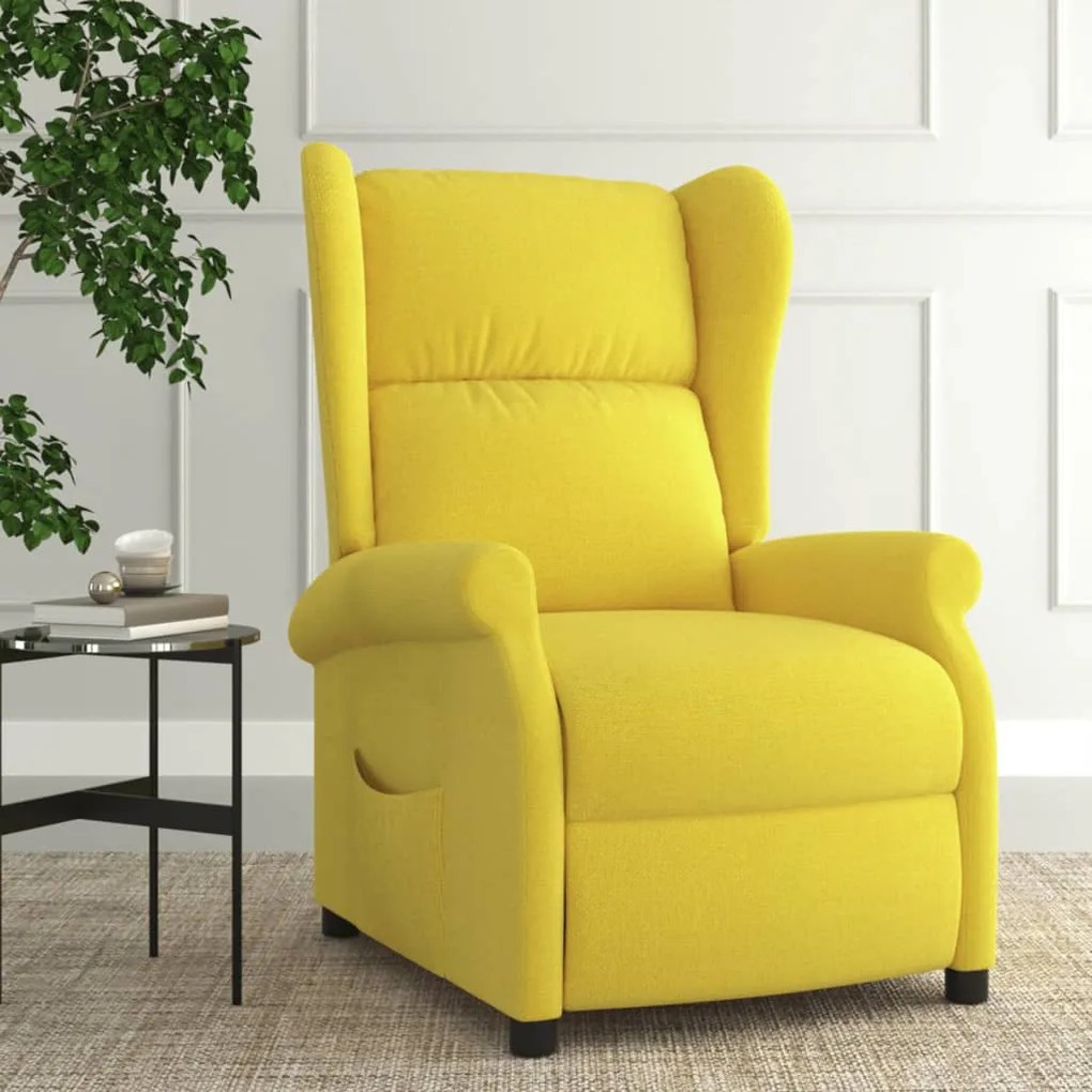 vidaXL Poltrona reclinável tecido amarelo-claro