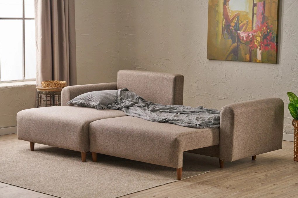 Sofá-Cama de Canto Mane – Castanho – 246 x 85 x 160 cm