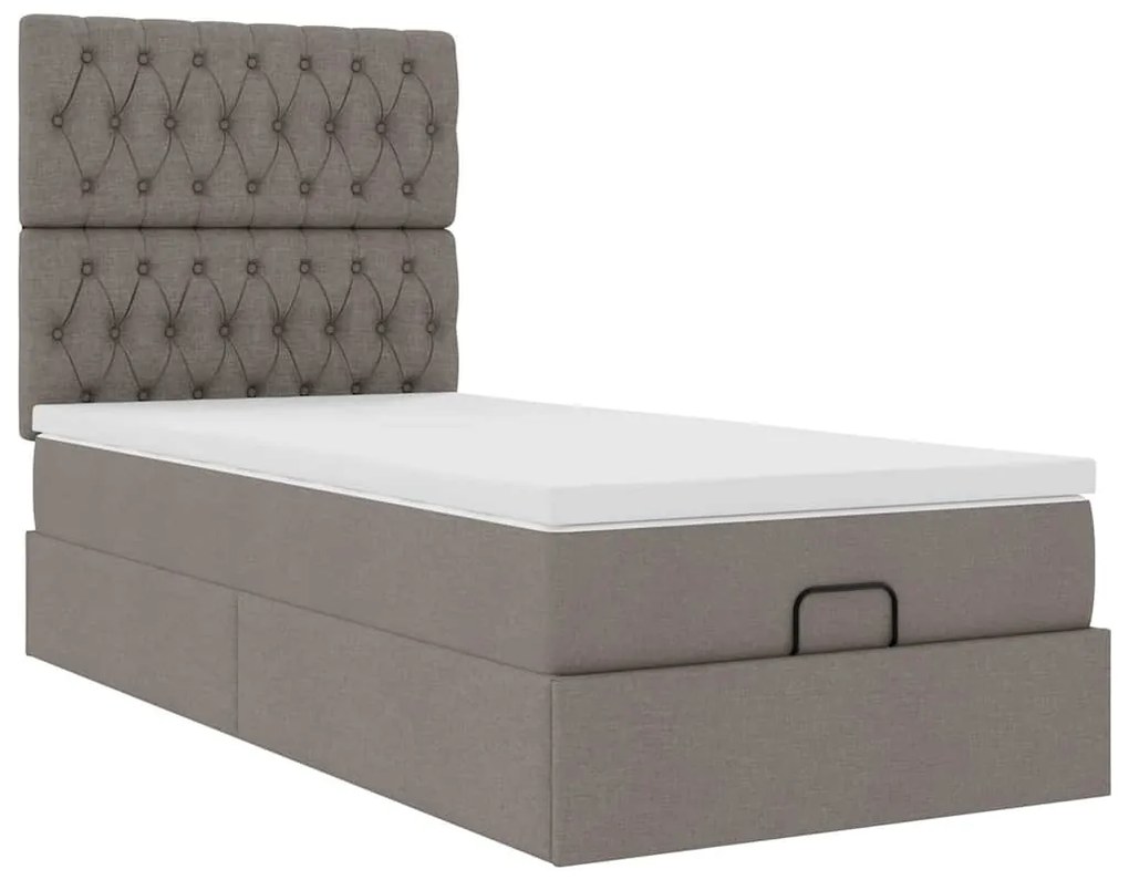 Cama otomana com colchão 100x200 cm tecido cinza