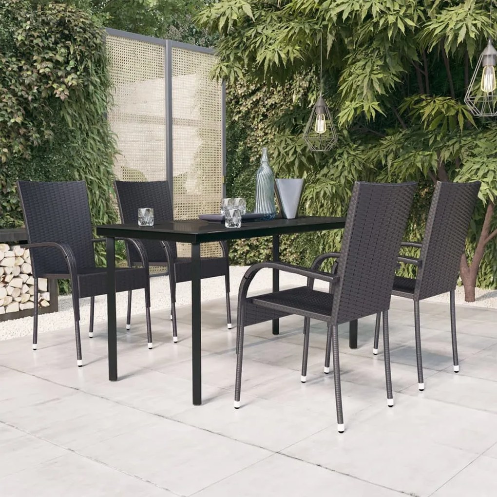 vidaXL 5 pcs conjunto de jantar para jardim preto