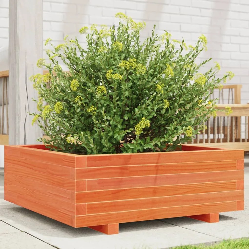 Vaso/floreira de jardim 70x70x26,5 cm pinho maciço castanho-mel