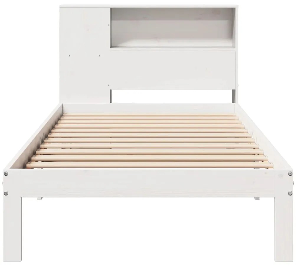 Cama com estante sem colchão 90x200 cm pinho maciço branco