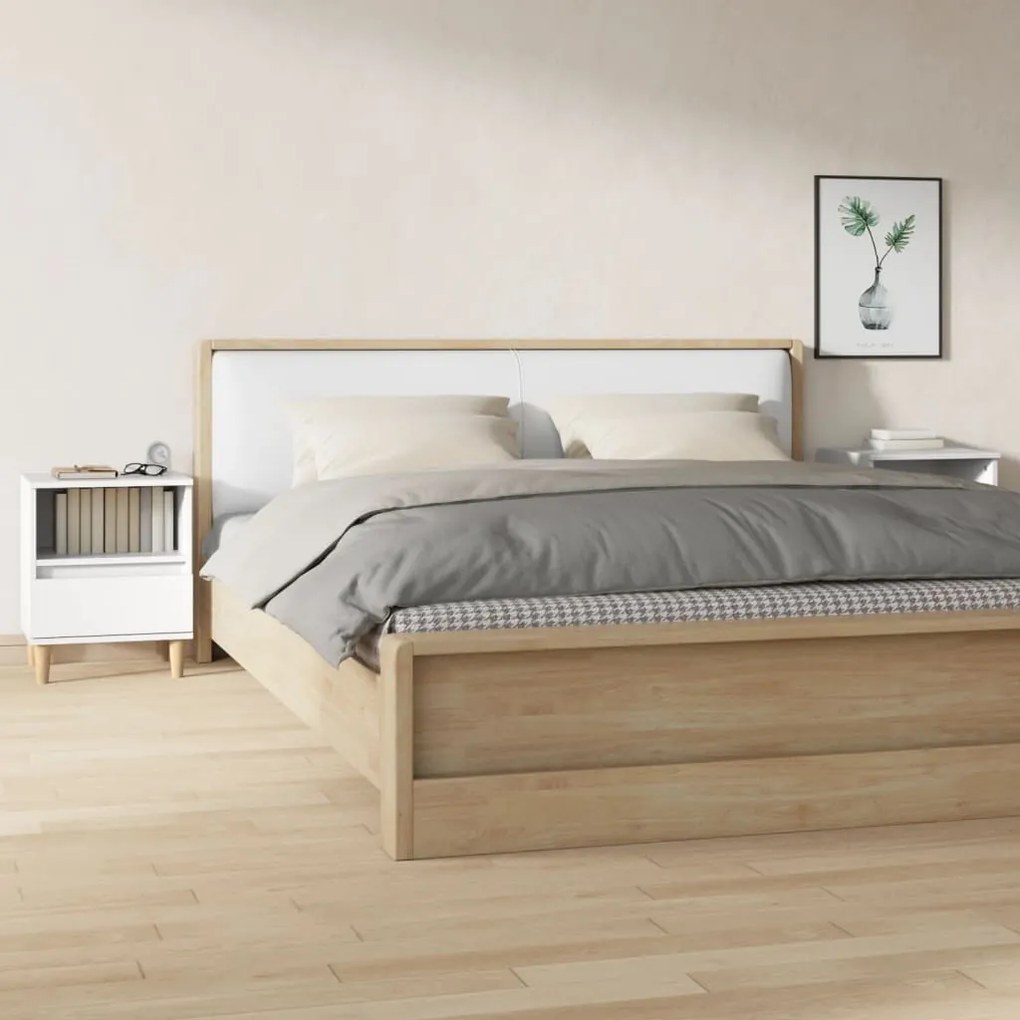 vidaXL Mesas de cabeceira 2 pcs 40x35x50 cm branco