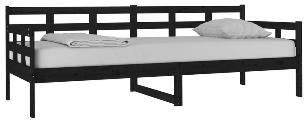 Sofá-cama 80x200 cm madeira de pinho maciça preto