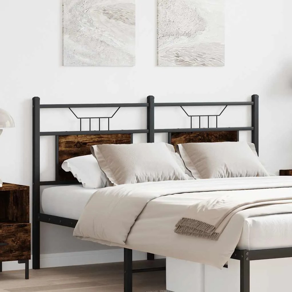 Cabeceira de cama 137 cm derivados madeira/aço carvalho fumado