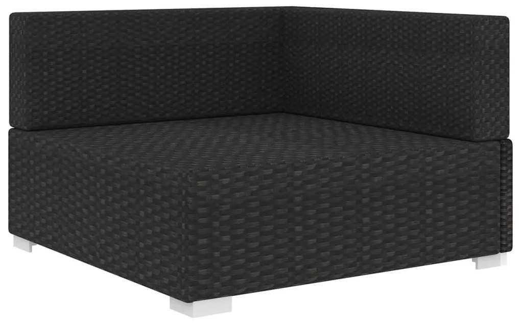 Cadeira de canto seccional c/ almofadões 1 pc vime PE preto