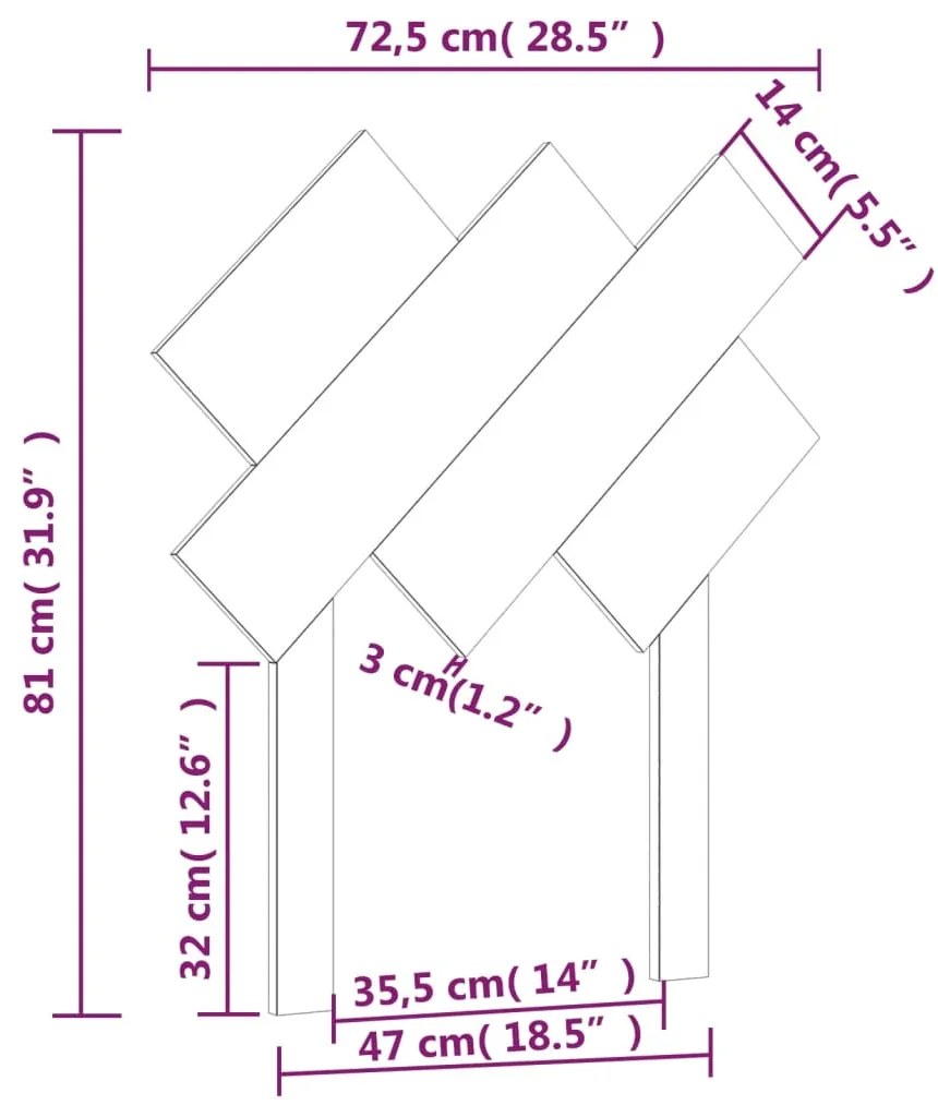 Cabeceira de cama 72,5x3x81 cm pinho maciço preto