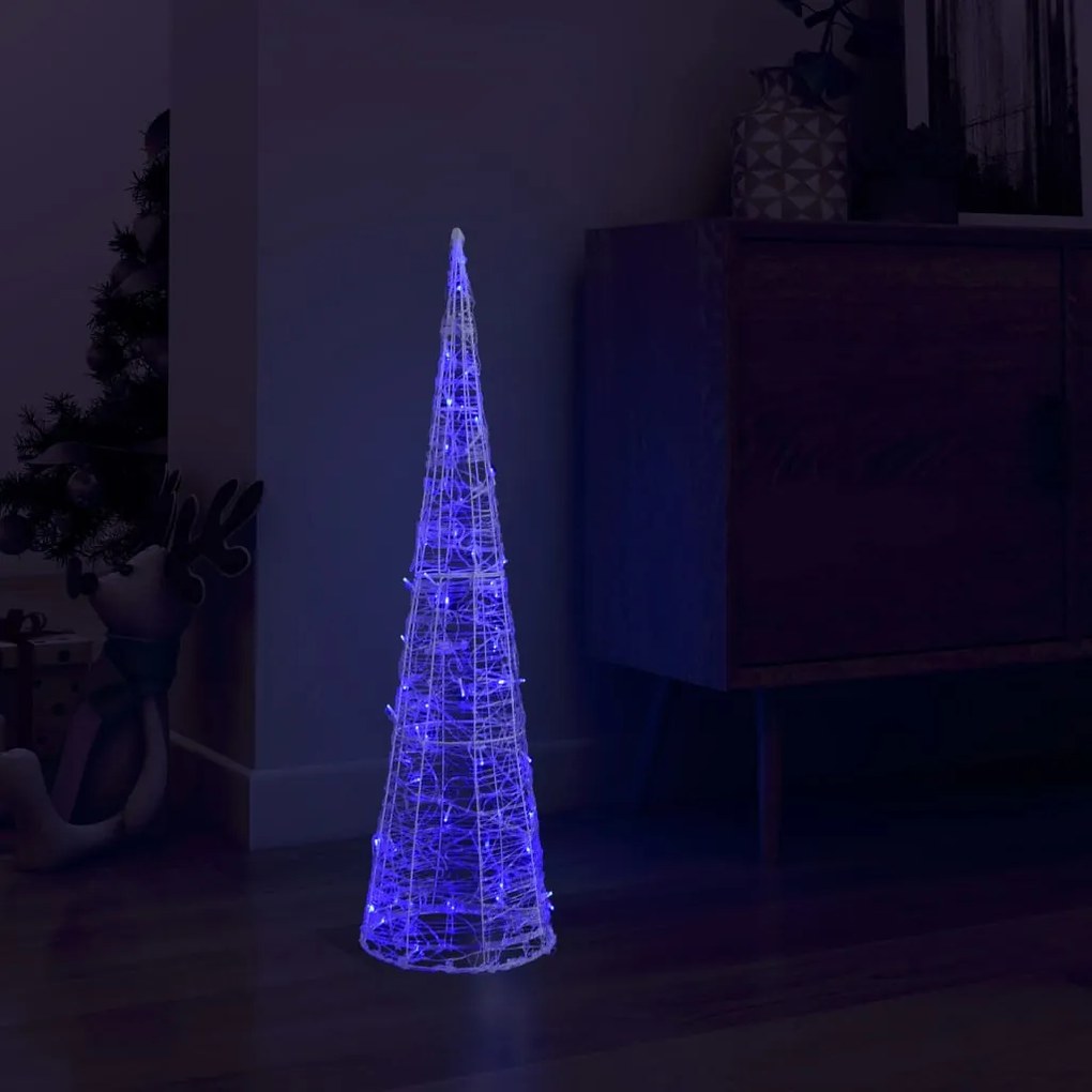 329803 vidaXL Pirâmide de iluminação decorativa com LEDs acrílico 90 cm azul