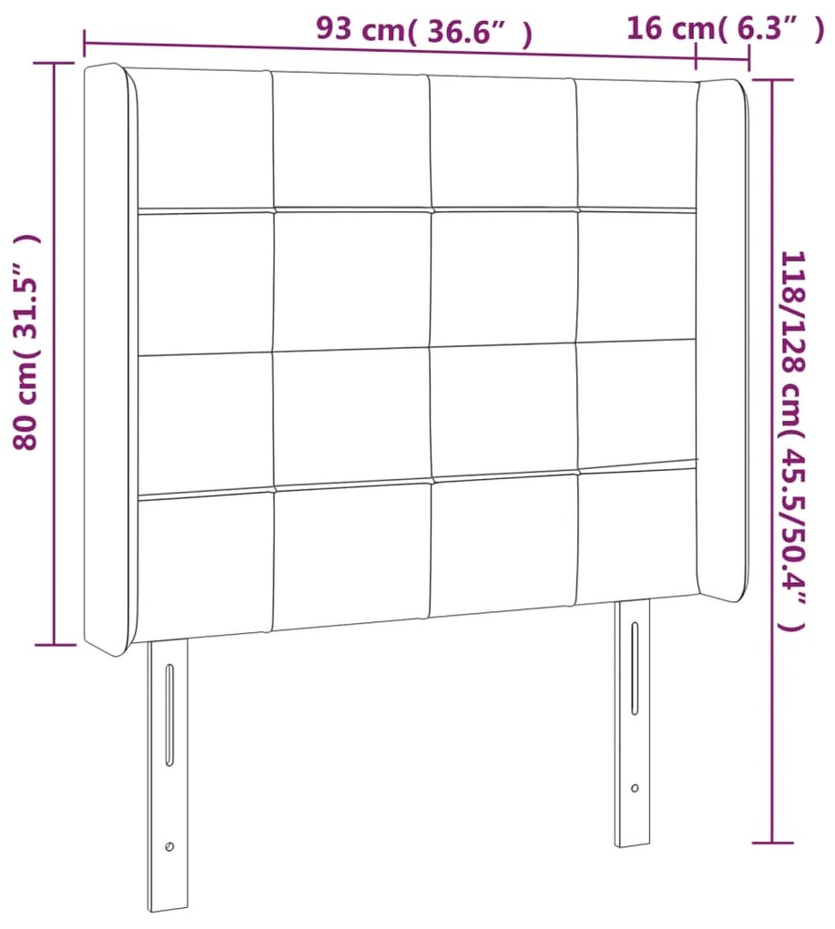 Cabeceira de cama c/ abas veludo 93x16x118/128 cm preto