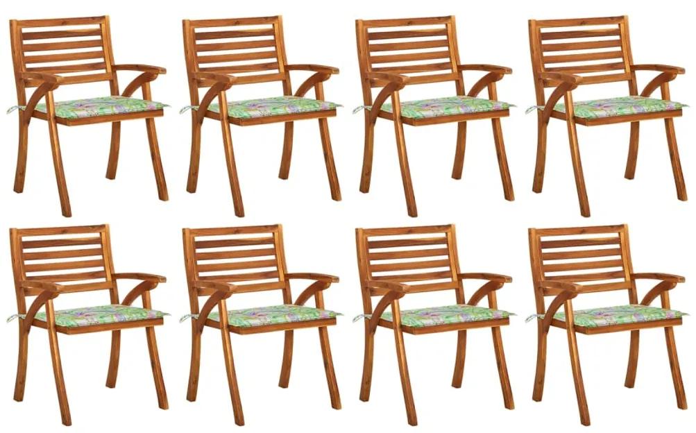 Cadeiras de jardim com almofadões 8 pcs acácia maciça