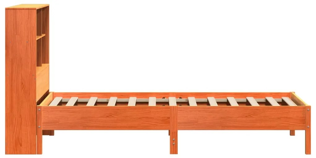 Cama com estante sem colchão 90x190cm pinho maciço castanho-mel