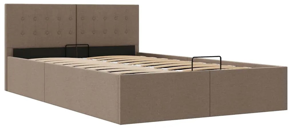 Cama hidráulica c/ arrumação 140x200cm tecido cinza-acastanhado