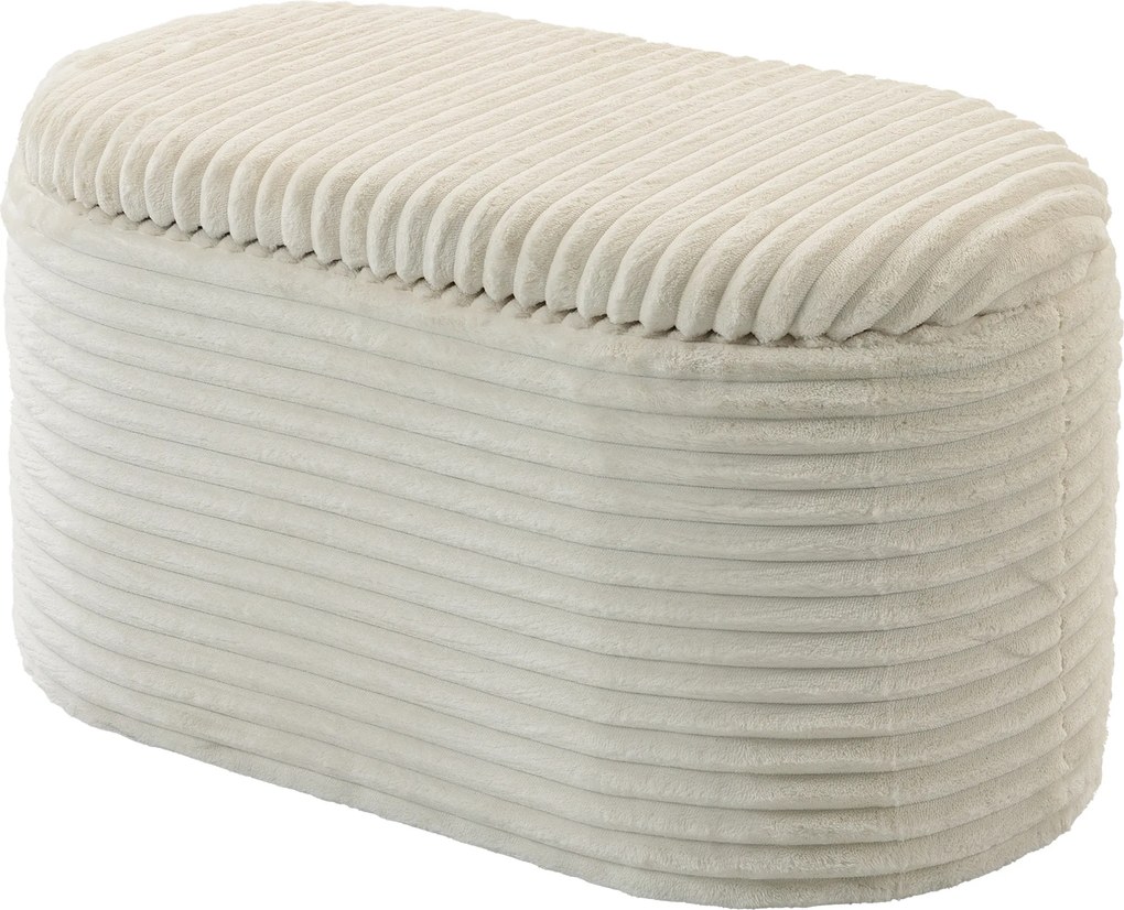 HOMCOM Conjunto de 3 Pufes Baú Salva-Espaço em Veludo Cotelê, para Sala e Quarto, Creme | Aosom Portugal