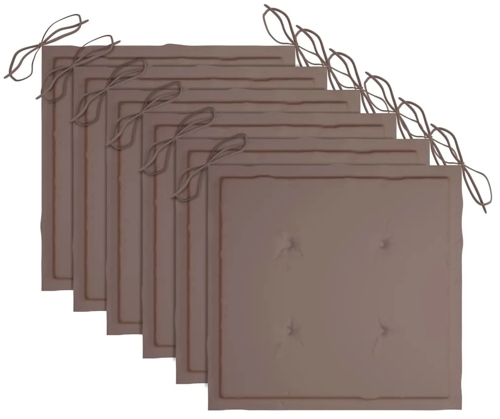 Cadeiras de jardim 6 pcs c/ almofadões madeira de teca maciça