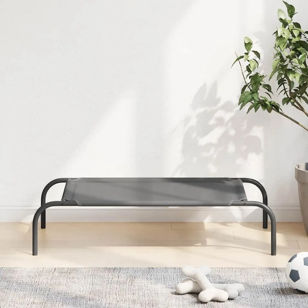 Cama para cães elevada 90x50x20 cm Textilene e aço cinzento