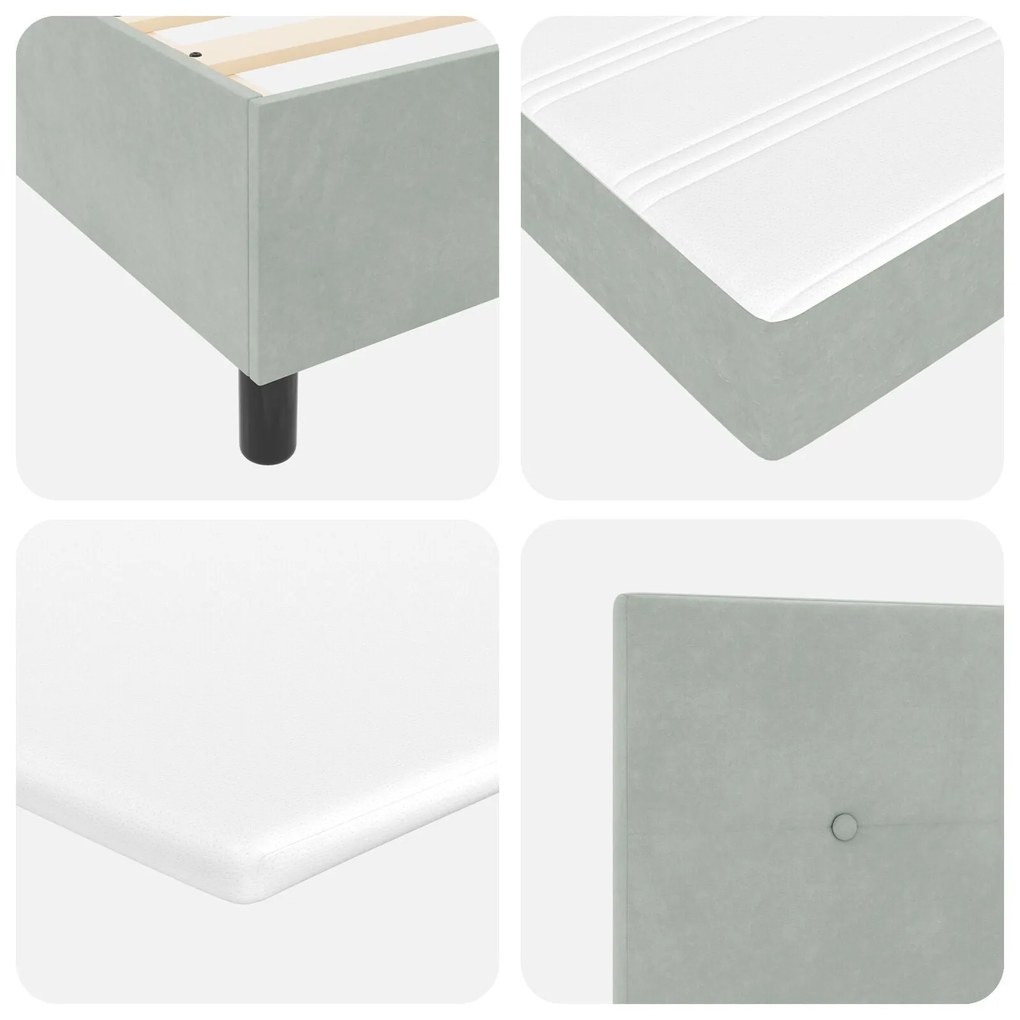 Cama Box Spring com Colchão vidaXL Cinza Claro 90x200 cm Veludo