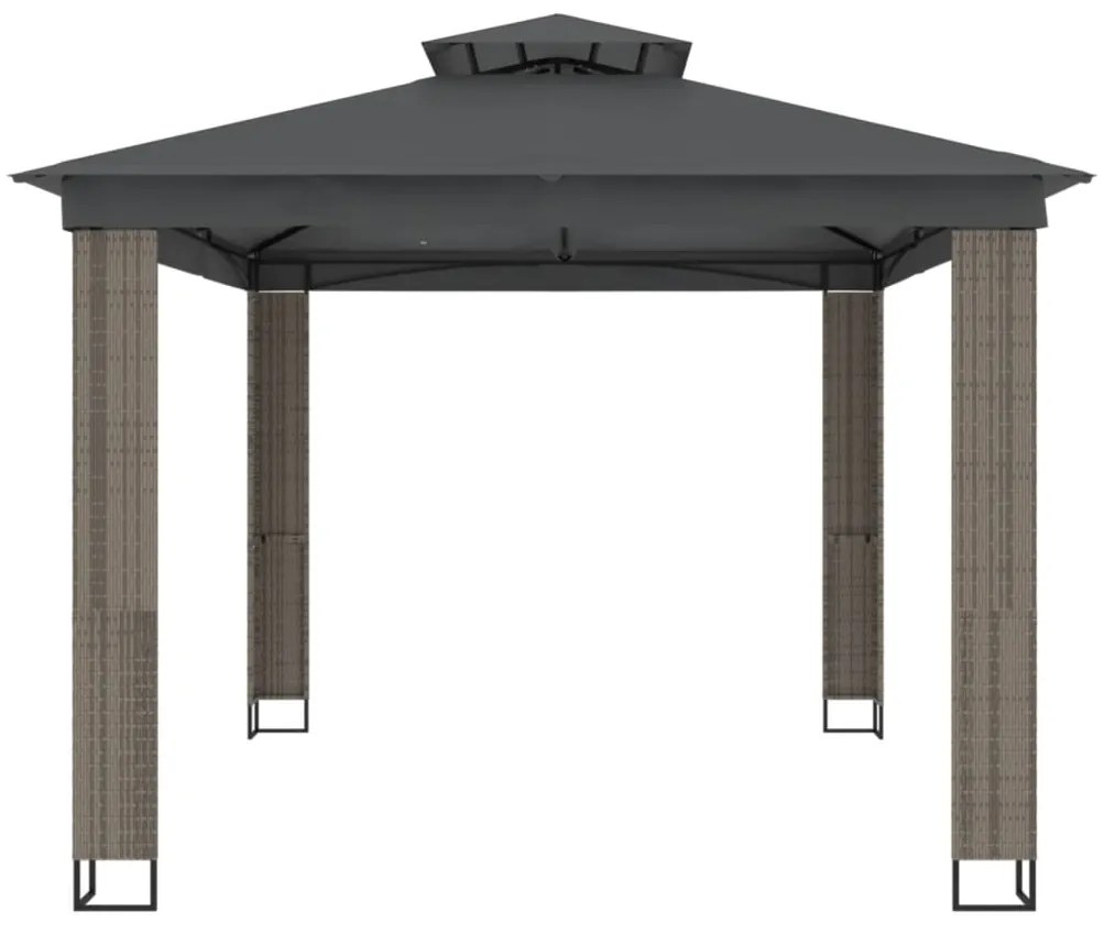 Gazebo com telhado duplo 3,94x2,96 m aço antracite